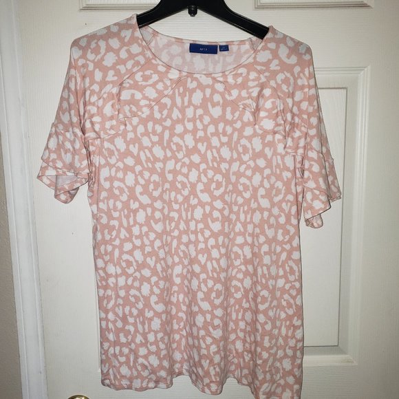 Apt. 9 Pink Leopard Print Short Sleeve Top Size XL - Picture 1 of 3